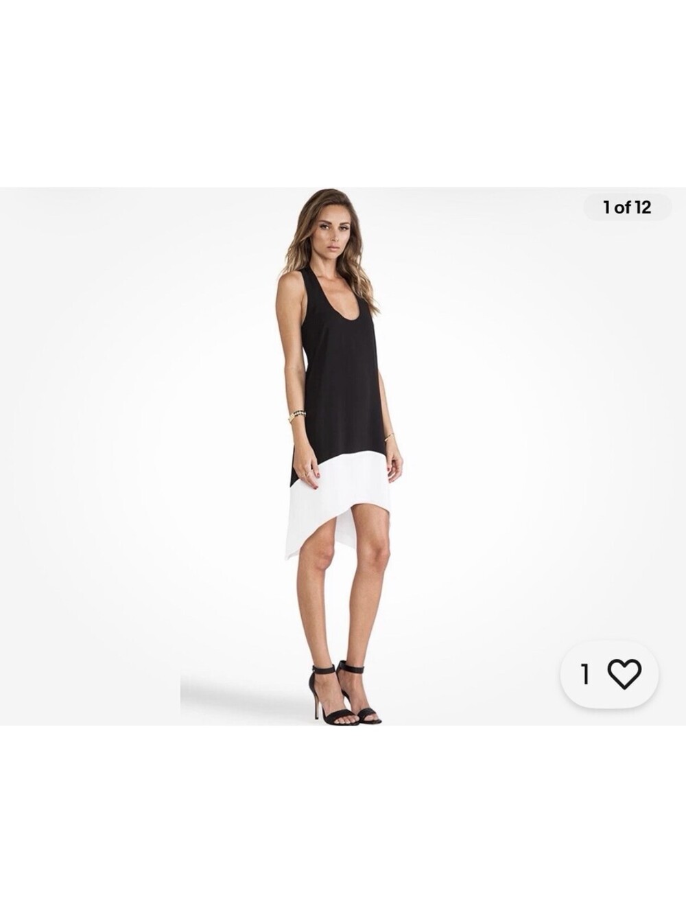 Bcbgmaxazria Kylie Black White Colorblock Asymmetrical Hem Dress Small